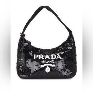 Prada Black and Silver Sequin Shoulder Bag
